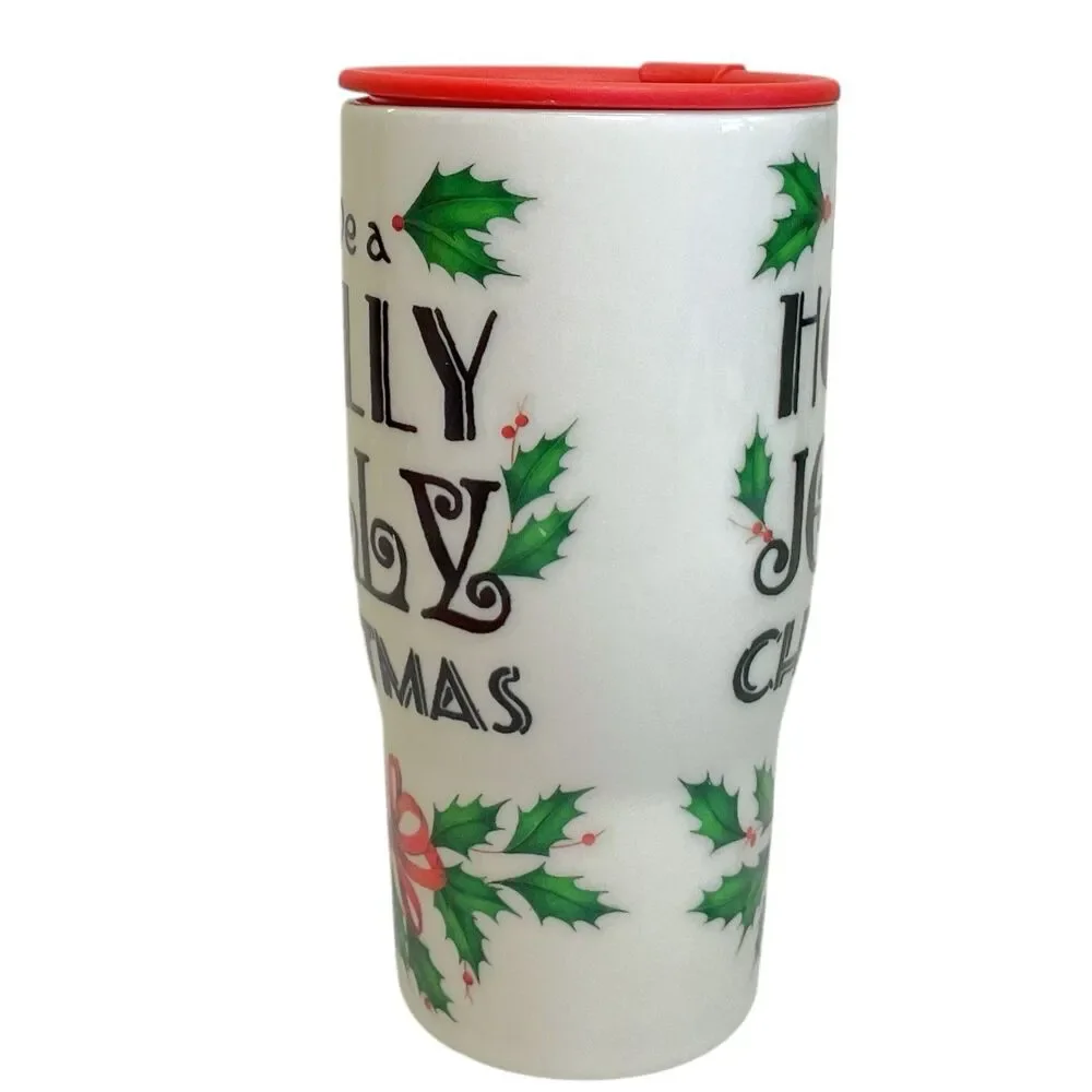 Lenox Heat Changing‎ Travel 20oz Mug Macy’s Holiday Have a Holly Jolly Christmas